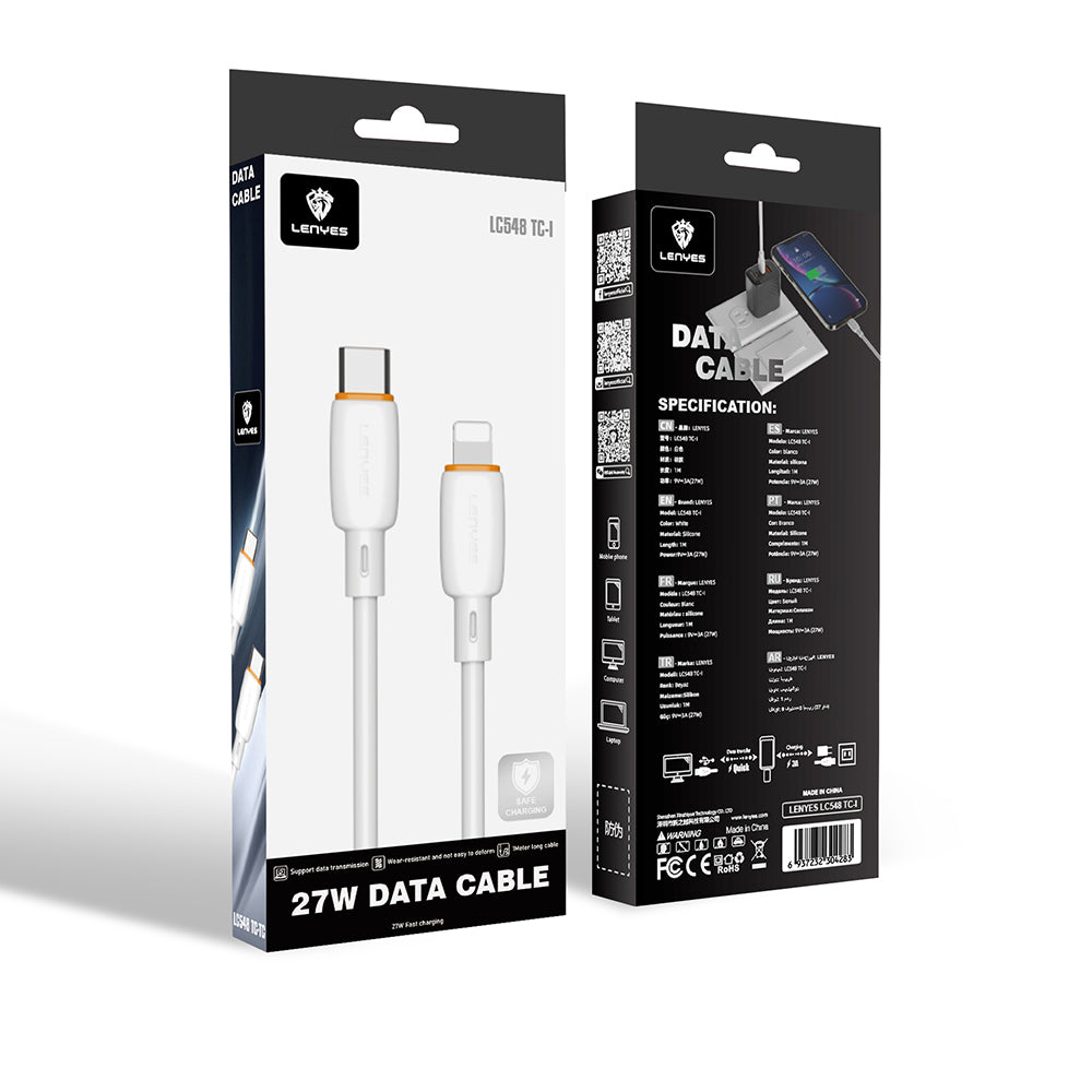 Lenyes LC548-TC-L Type-C to Ligthing Fast Charging Data and Charging Cable 27W 1M White 