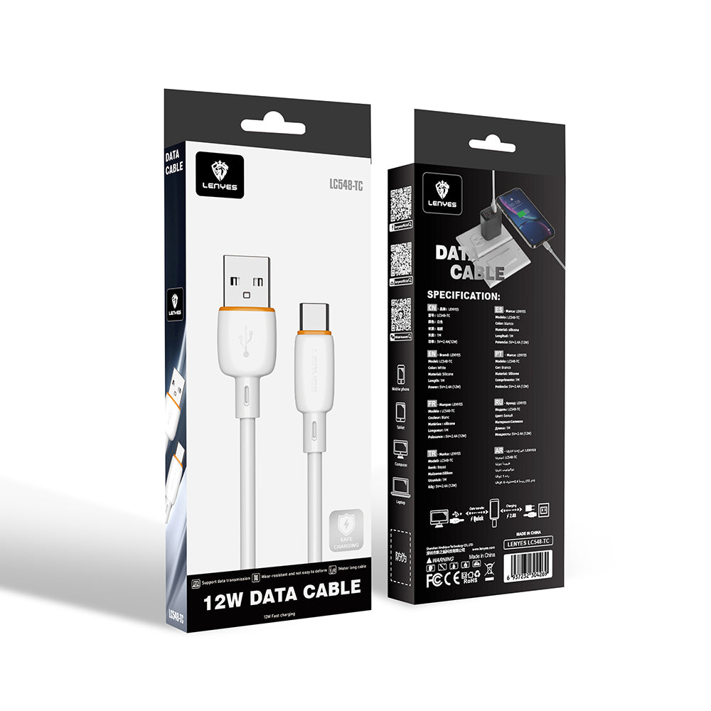 Lenyes LC548-TC USB-A to Type-C Data and Charging Cable 12W 1M White 
