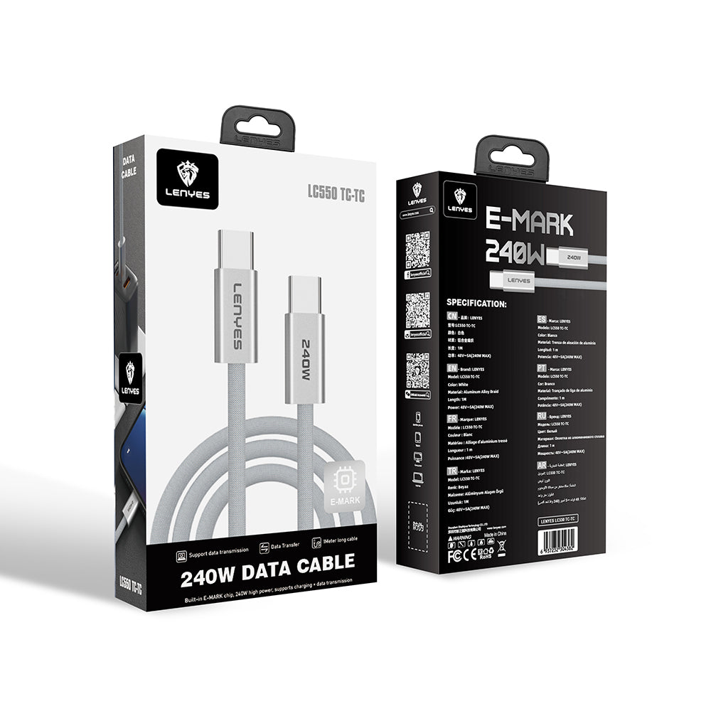 Lenyes LC550 Type-C to Type-C Fast Charging Data and Charging Cable 240W 1M White 