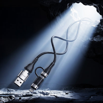 Lenyes LC568 4in1 USB-A - Type-C + Type-C to Lightning Data ve Şarj Kablosu 100W 1M