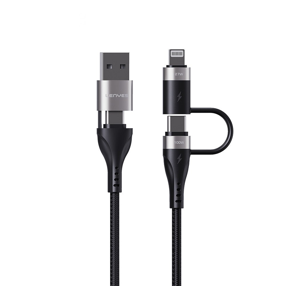 Lenyes LC568 4in1 USB-A - Type-C + Type-C to Lightning Data ve Şarj Kablosu 100W 1M