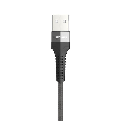 Lenyes LC987 USB-A to Type-C Hızlı Şarj Özellikli Örgülü Data ve Şarj Kablosu 1M 2.4A Siyah
