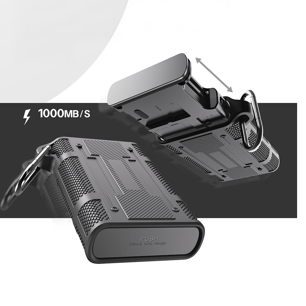 Lenyes LCR04 Type-C Kablolu Su Geçirmez Çoklu Kart Depolama ve Okuyucu Kutusu 10 Gbps Siyah