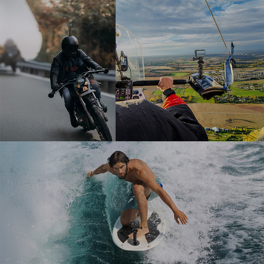 Lenyes LCT104 Teleskopik Vantuzlu Tasarım Aksiyon Kamera Tutucu Siyah