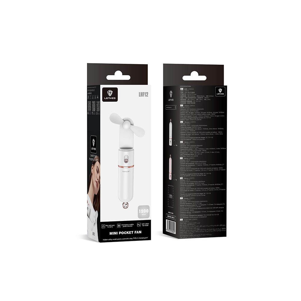 Lenyes LHF12 Powerbank Özellikli 3 Kademeli Portatif Soğutucu El Fanı Pembe