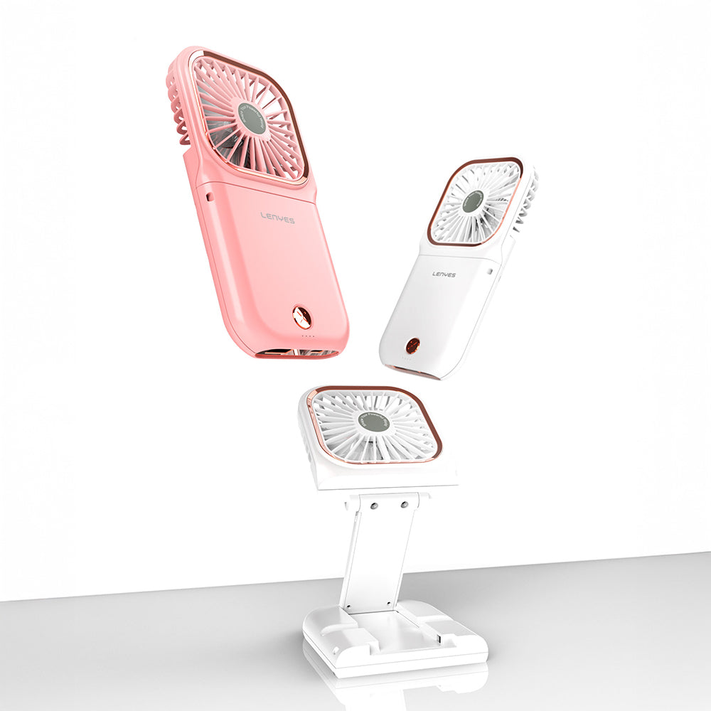Lenyes LHF13 Powerbank Özellikli Standlı Portatif Soğutucu El Fanı Pembe