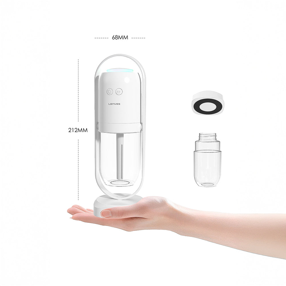 Lenyes LHU04 Kum Saati Tipi 360 Derece Dönebilen RGB Atmosfer Işıklı Sessiz Hava Nemlendirici Beyaz