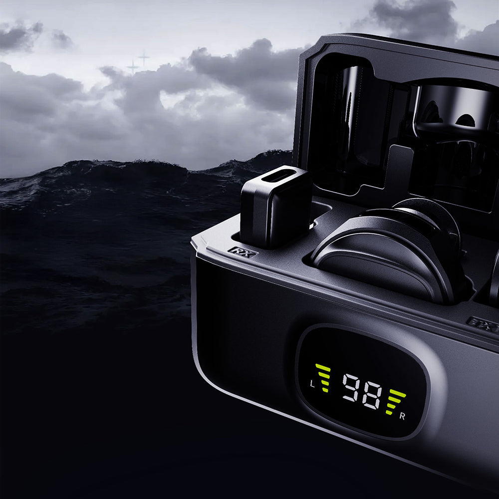 Lenyes LM204-L Type-C Şarj Portlu Akıllı Gürültü Engelleyicili Lightning Bağlantılı Kablosuz Yaka Mikrofonu Siyah