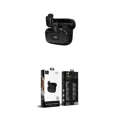 Lenyes LM206 Led Göstergeli Lightning Portlu Kablosuz Yaka Mikrofonu Siyah