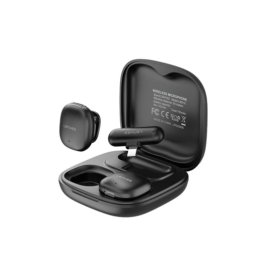 Lenyes LM210 Artificial Intelligence Noise Cancelling Wireless Lavalier Microphone with Lightning Port, Black