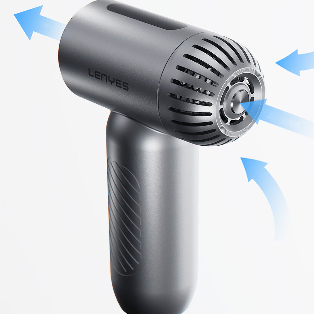 Lenyes LTF02 Dijital LED Göstergeli 4 Kademeli Çok Fonksiyonlu Turbo El Fanı Gri