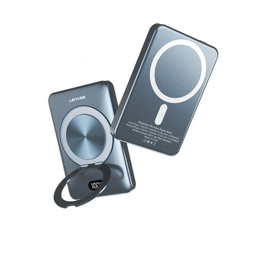 Lenyes PW0007D 20W Digital LED Display Ring Stand Wireless Powerbank 15W 5000mAh Smoke 