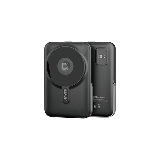 Lenyes PW1002D 20W Digital LED Display Wireless Powerbank with Stand 15W 10000mAh Black 