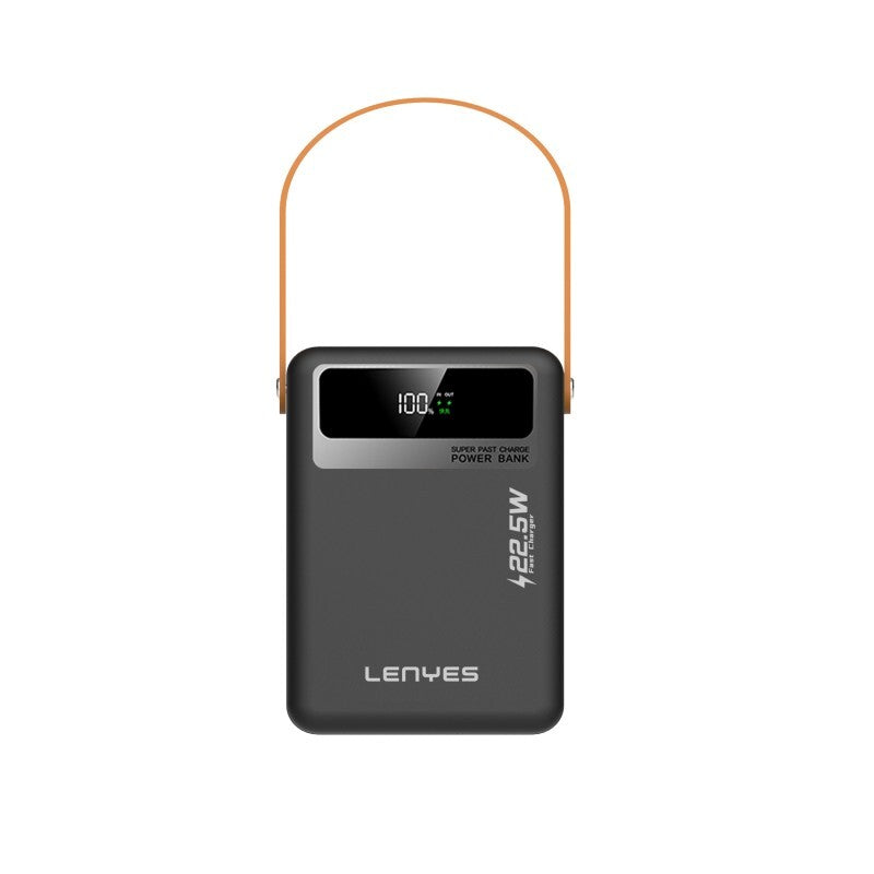 Lenyes PX892D LED Göstergeli Taşınabilir Askılı ve Led Işıklı Powerbank 22.5W 80.000mAh Siyah