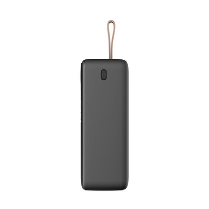 Lenyes PXD487D Dijital LED Göstergeli Type-C ve Lightning Kablolu Askılı Powerbank 22.5W 40.000mAh Siyah