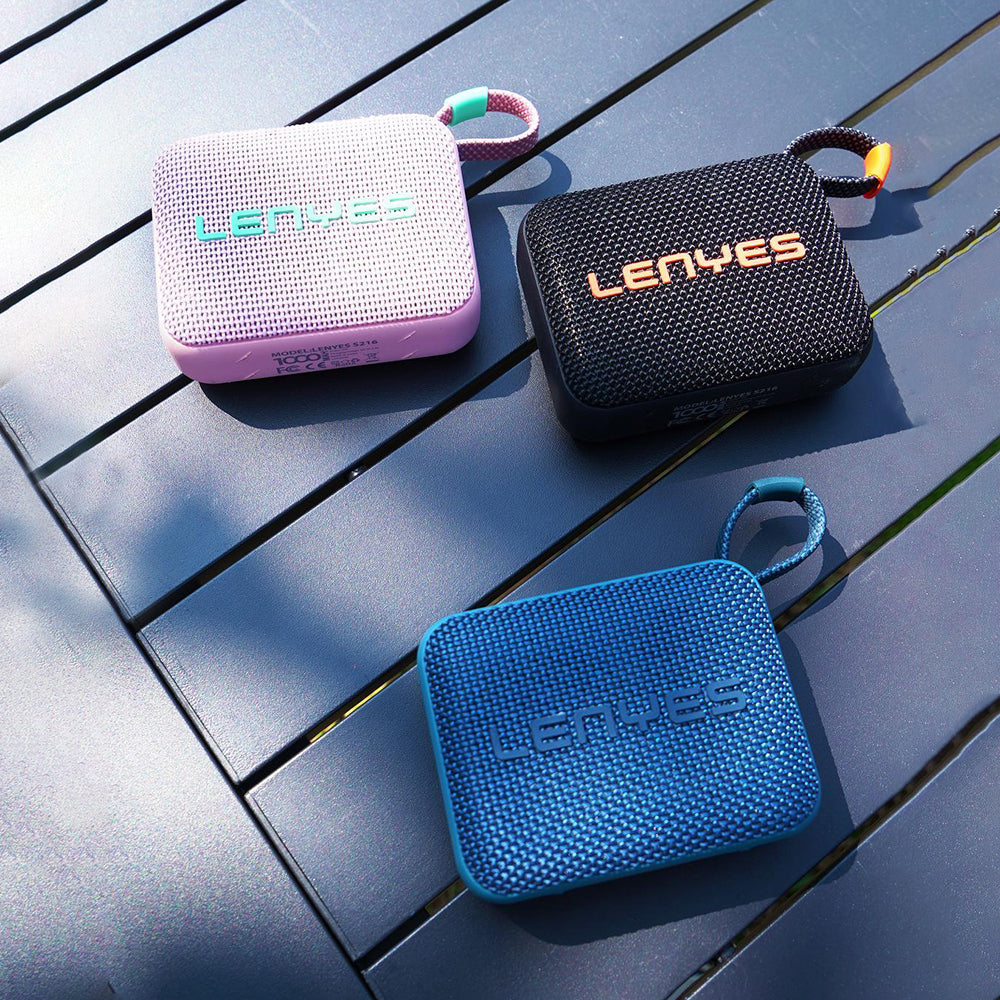 Lenyes S216 Su Geçirmez Özellikli RGB Işıklı Askılı Mini Bluetooth Speaker Hoparlör v5.3 Siyah