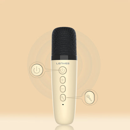 Lenyes S227 RGB Işıklı Askılı Mikrofonlu Bluetooth Speaker Hoparlör v5.3 Bej