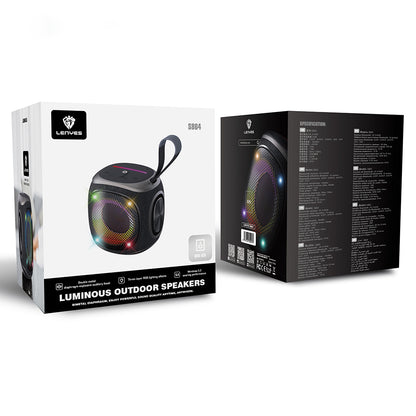 Lenyes S864 RGB Işıklı Taşınabilir TWS Bluetooth Speaker Hoparlör v5.3 Siyah