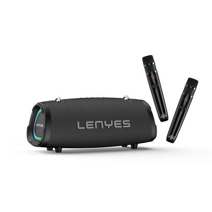 Lenyes S872 RGB Işıklı Taşınabilir Çift Mikrofonlu TWS Bluetooth Speaker Hoparlör v5.3 Siyah