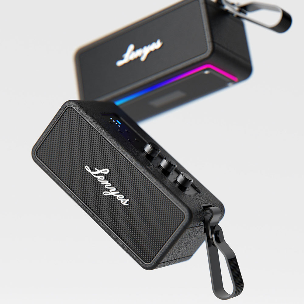 Lenyes S876 Supreme Serisi RGB Işıklı Taşınabilir Su Geçirmez TWS Bluetooth Hoparlör v5.3 45W Bej