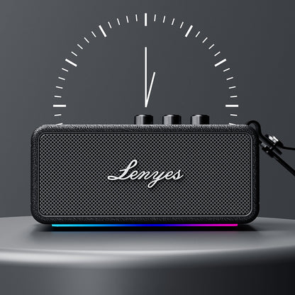 Lenyes S876 Supreme Serisi RGB Işıklı Taşınabilir Su Geçirmez TWS Bluetooth Hoparlör v5.3 45W Bej