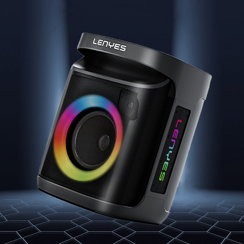 Lenyes S881 Su Geçirmez Mikrofonlu Çoklu Giriş RGB Işıklı TWS Karaoke FM Bluetooth Hoparlör v5.3 120W Siyah