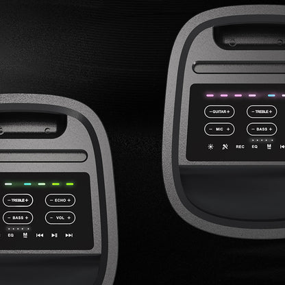 Lenyes S883 Su Geçirmez Tekerlekli Mikrofonlu Çoklu Giriş RGB Işıklı TWS Karaoke FM Bluetooth Hoparlör v5.3 360W Siyah