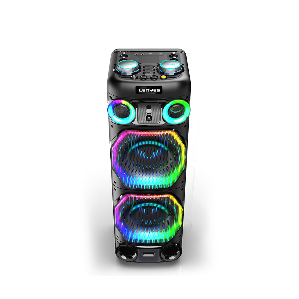 Lenyes S885 RGB Işıklı Çift Mikrofonlu Kablosuz TWS Bluetooth Speaker Hoparlör v5.3 Siyah