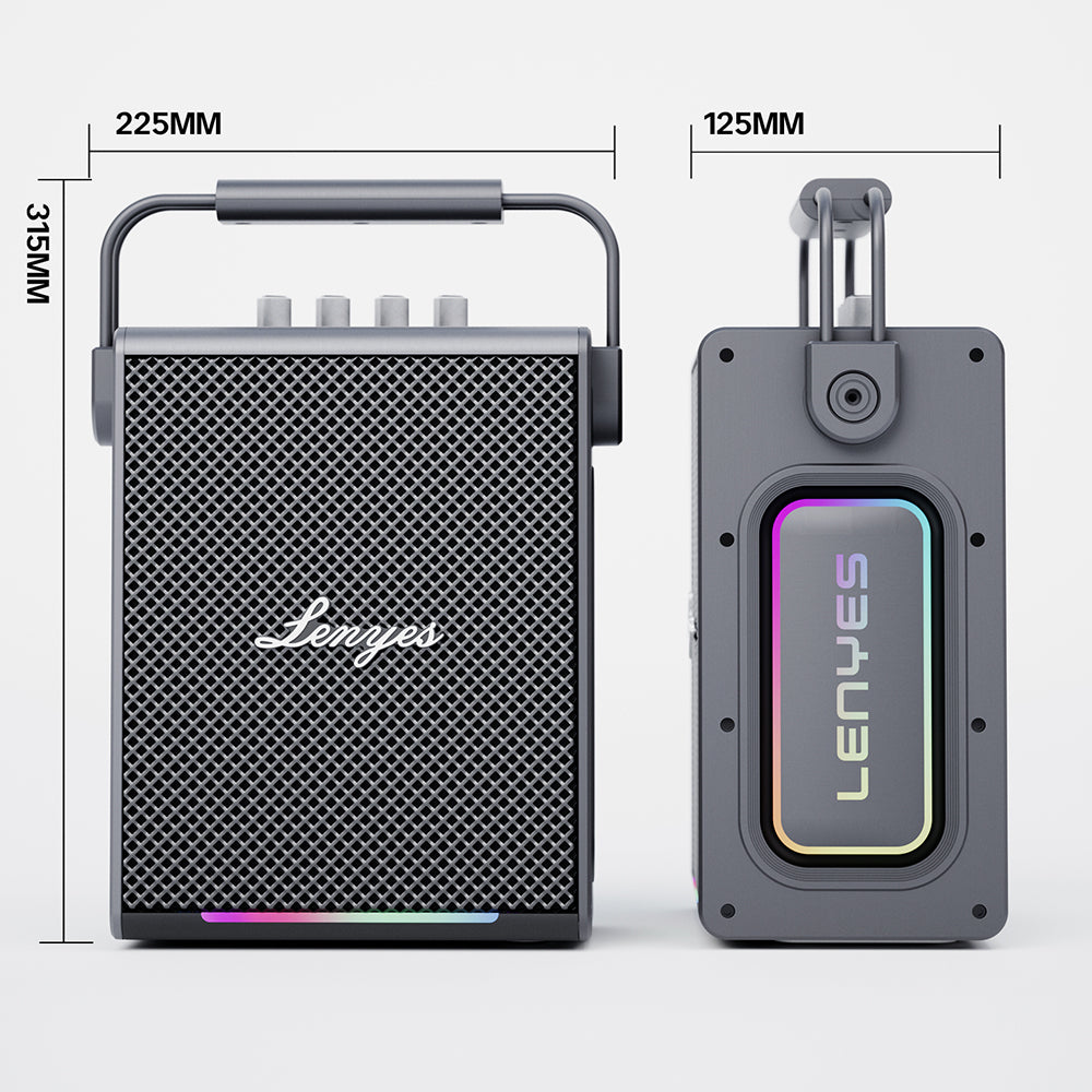 Lenyes Titan 1 Serisi RGB Işıklı Çift Mikrofonlu Bluetooth Speaker Hoparlör v5.3 5000mAh Siyah