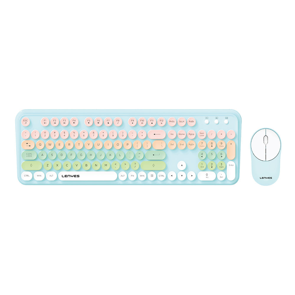 Lenyes WK103 Mekanik 2in1 2.4G Kablosuz Klavye ve 1600 DPI Mouse Seti Gri