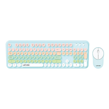 Lenyes WK103 Mekanik 2in1 2.4G Kablosuz Klavye ve 1600 DPI Mouse Seti Mavi
