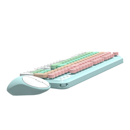 Lenyes WK103 Mekanik 2in1 2.4G Kablosuz Klavye ve 1600 DPI Mouse Seti Mavi