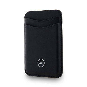 Mercedes Benz Orjinal Lisanslı 2 Hazneli Metal Logolu Deri Magnetik Kartlık Siyah