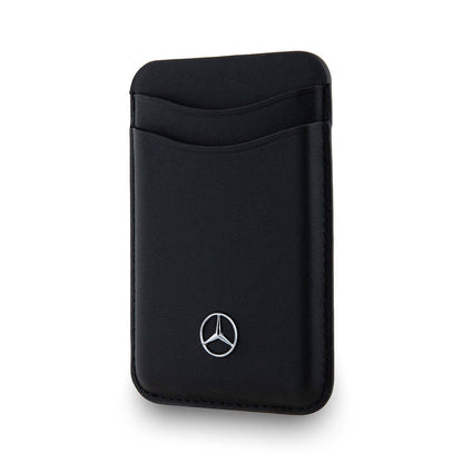 Mercedes Benz Orjinal Lisanslı 2 Hazneli Metal Logolu Deri Magnetik Kartlık Siyah