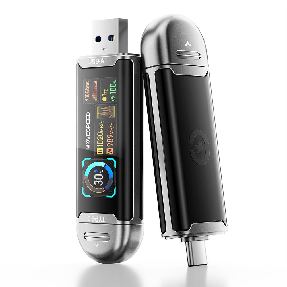 Movespeed MSSU10 LCD Ekranlı 4K ProRes Dual USB-A+Type-C Bağlantılı PSSD Flash Disk 512GB 10Gbps