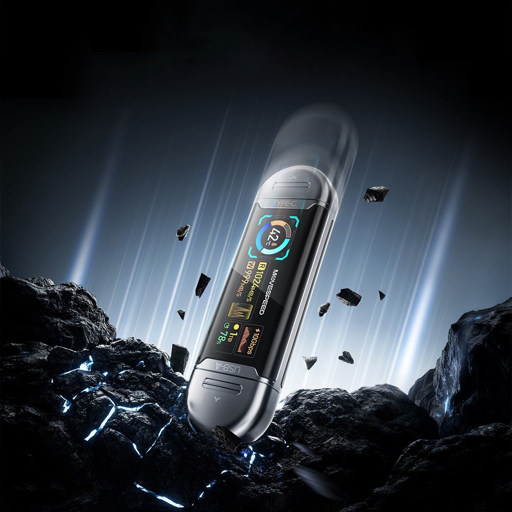 Movespeed MSSU10 LCD Ekranlı 4K ProRes Dual USB-A+Type-C Bağlantılı PSSD Flash Disk 512GB 10Gbps