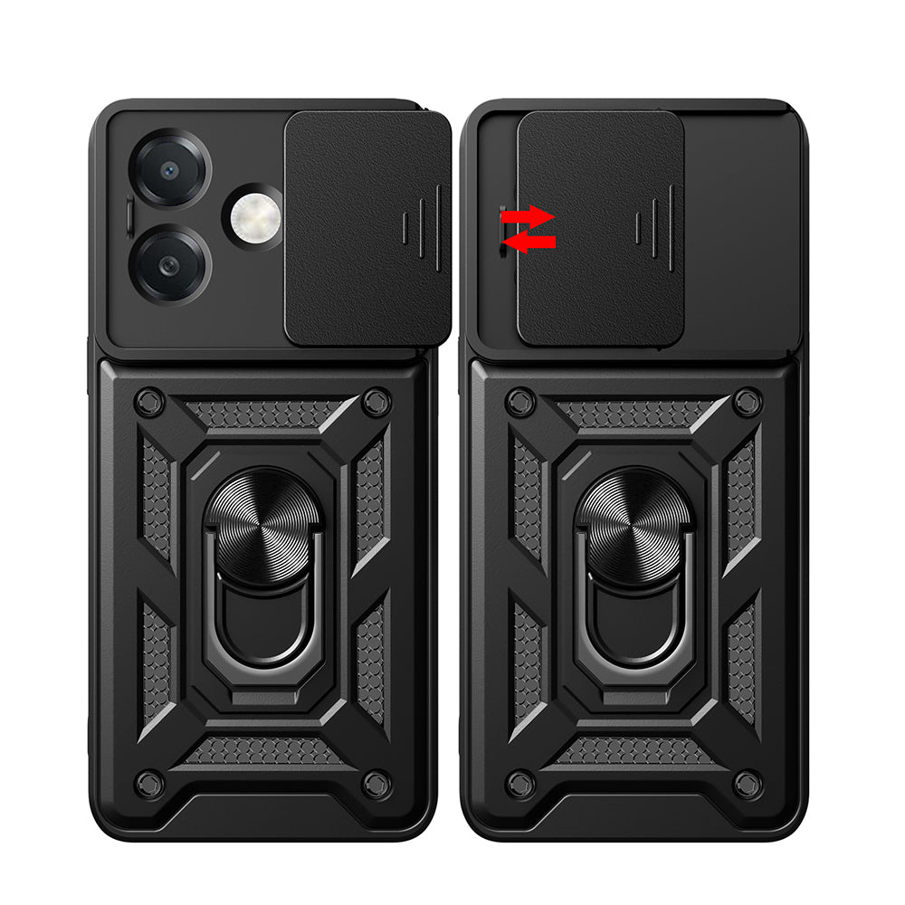 Oppo A3x 4G Case Magnetic Stand Camera Protection Zore Sliding Vega Cover Black