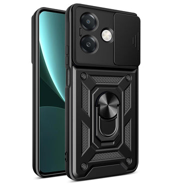 Oppo A3x 4G Case Magnetic Stand Camera Protection Zore Sliding Vega Cover Black