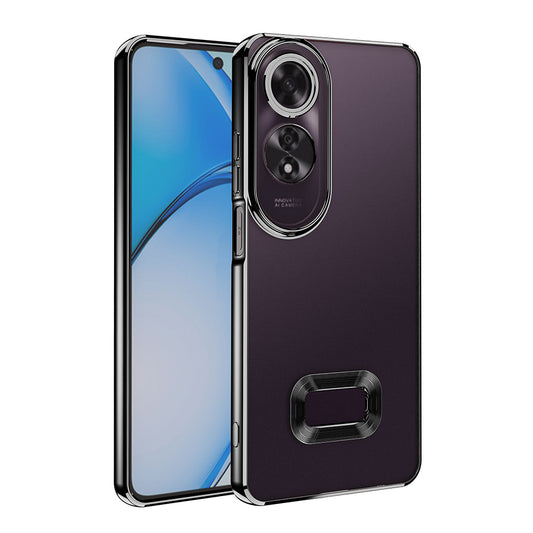 Oppo A60 Kılıf Kamera Korumalı Logo Gösteren Zore Omega Kapak Siyah