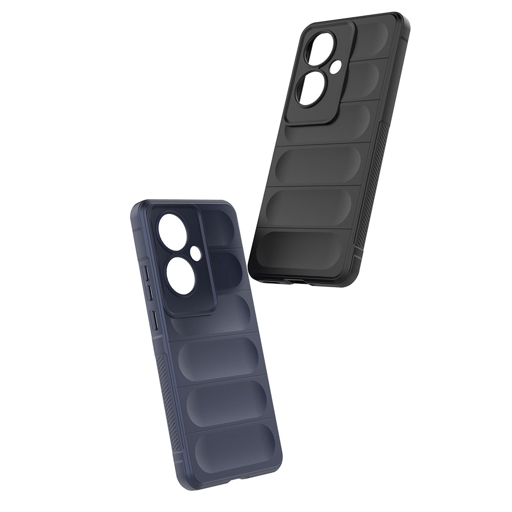 Oppo Reno 11F 5G Case Flexible TPU Hollow Back Surface Design Zore Ethnic Silicone Cover Navy Blue