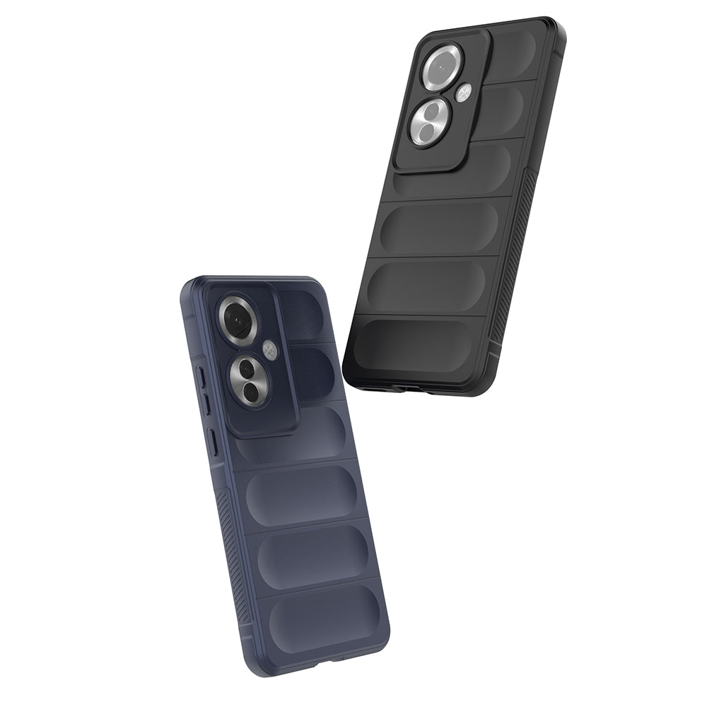 Oppo Reno 11F 5G Case Flexible TPU Hollow Back Surface Design Zore Ethnic Silicone Cover Navy Blue