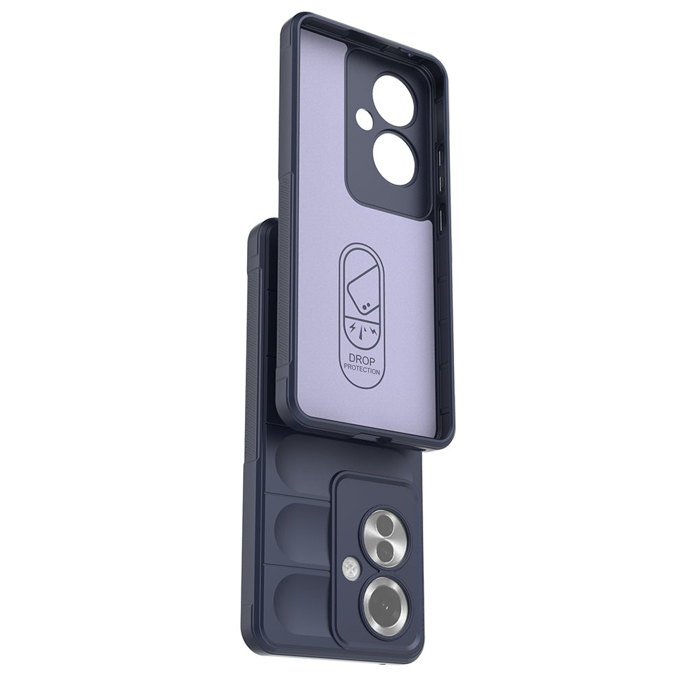 Oppo Reno 11F 5G Case Flexible TPU Hollow Back Surface Design Zore Ethnic Silicone Cover Navy Blue