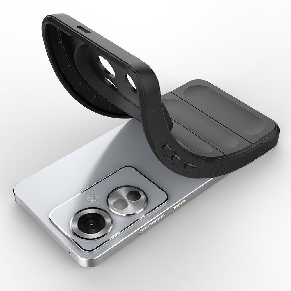 Oppo Reno 11F 5G Case Flexible TPU Hollow Back Surface Design Zore Ethnic Silicone Cover Navy Blue