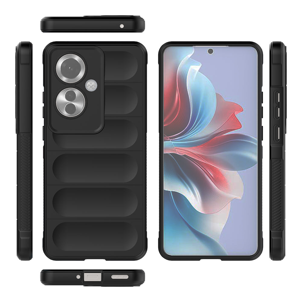 Oppo Reno 11F 5G Case Flexible TPU Hollow Back Surface Design Zore Ethnic Silicone Cover Navy Blue