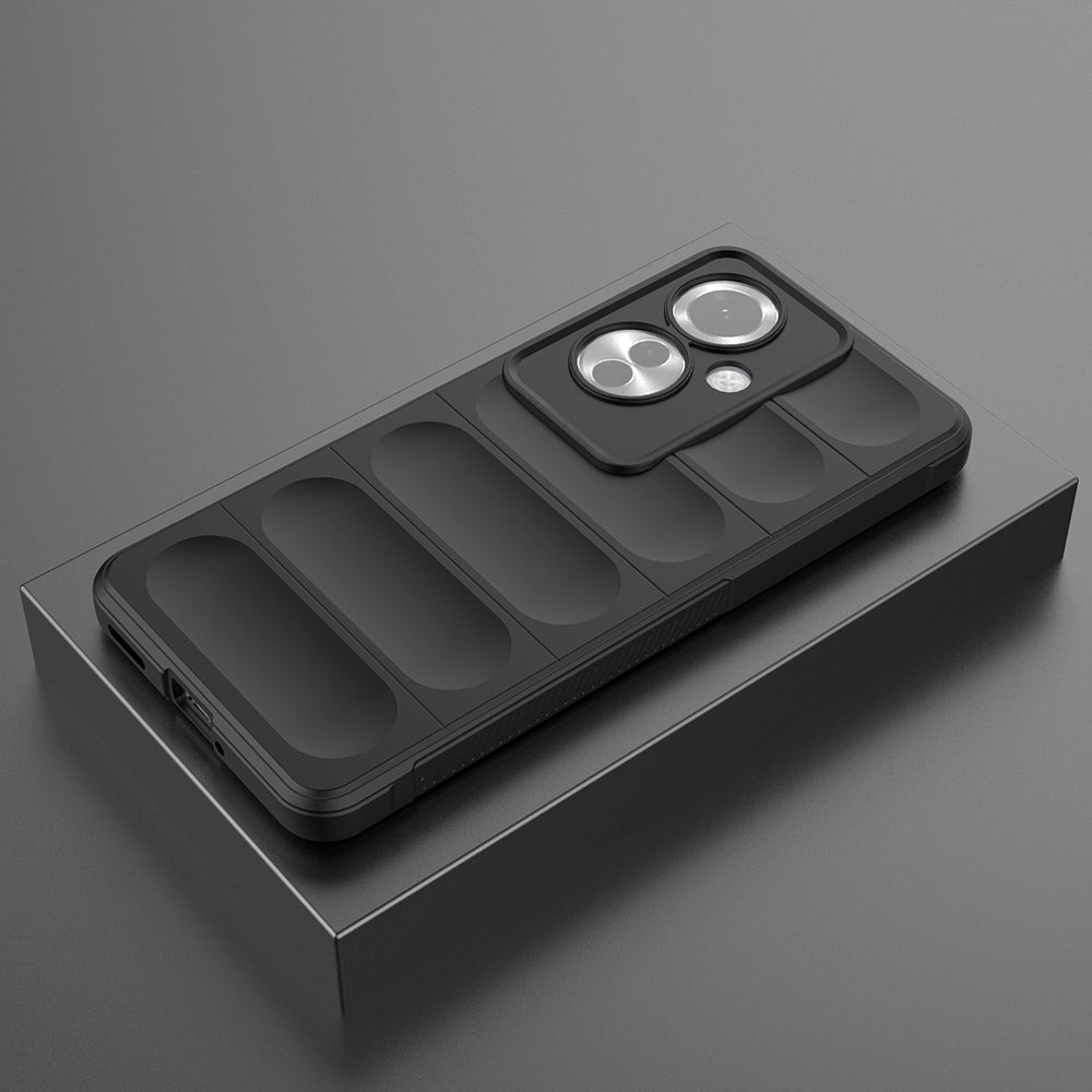 Oppo Reno 11F 5G Case Flexible TPU Hollow Back Surface Design Zore Ethnic Silicone Cover Black