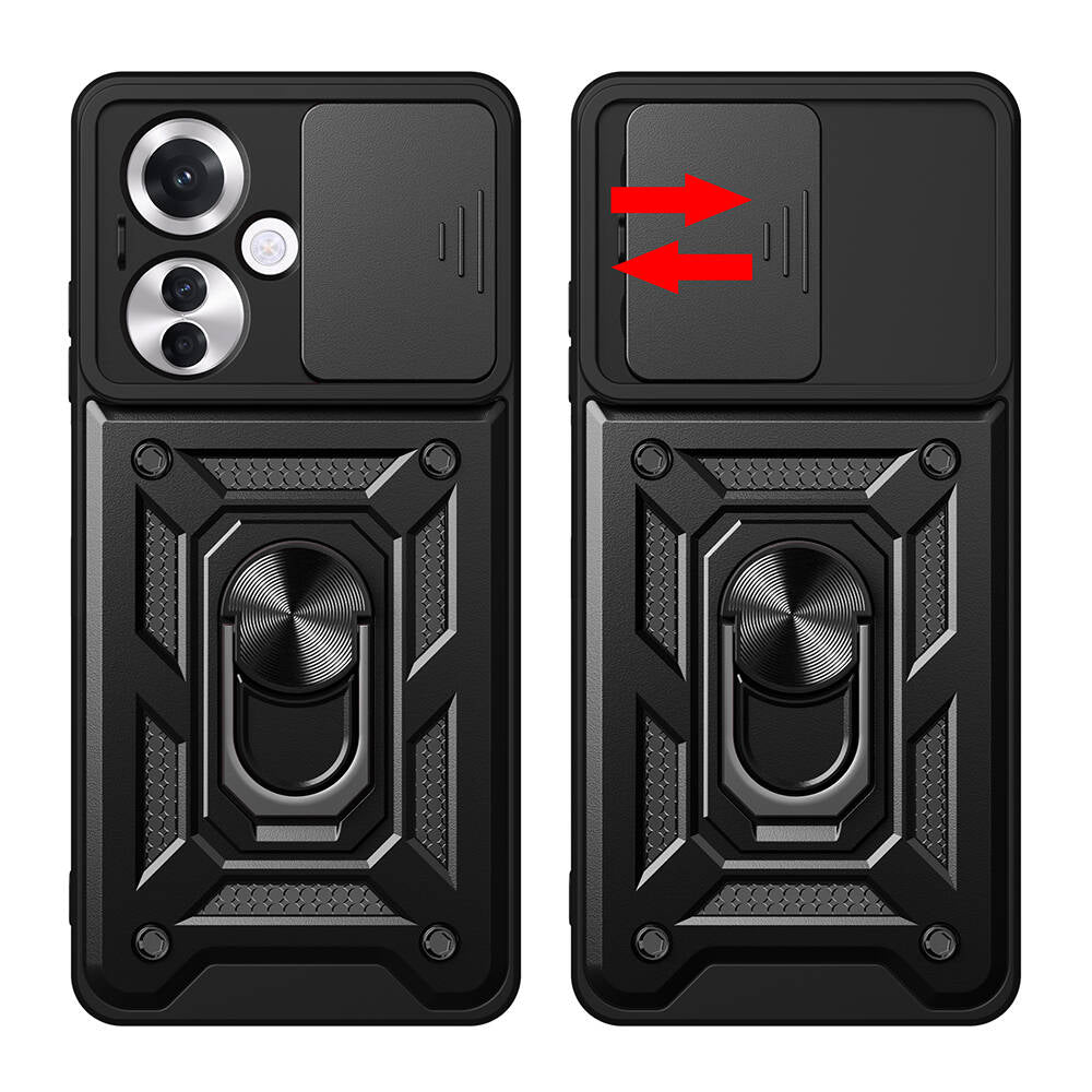 Oppo Reno 11F 5G Case Magnetic Stand Camera Protection Zore Sliding Vega Cover Black