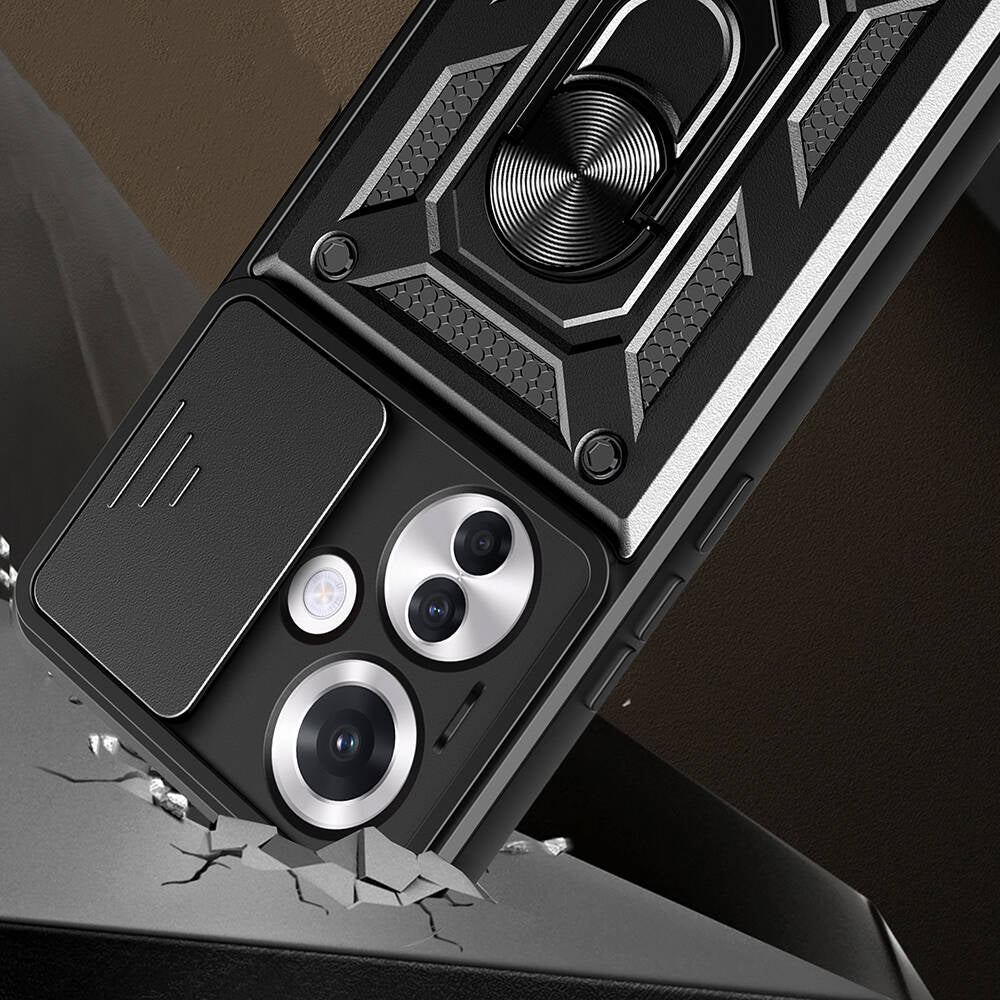 Oppo Reno 11F 5G Case Magnetic Stand Camera Protection Zore Sliding Vega Cover Blue