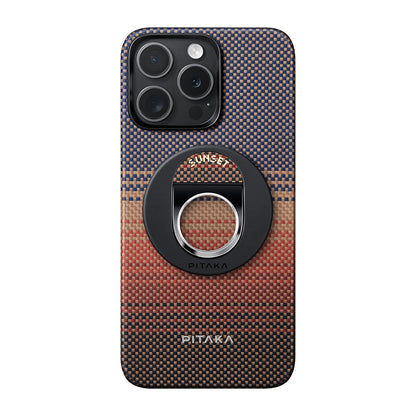 Pitaka Aramid Fiber Sunset Moonrise Serisi Sunset MagEZ Grip 3 Magnetik Ring Stand Telefon Tutucu Kahverengi