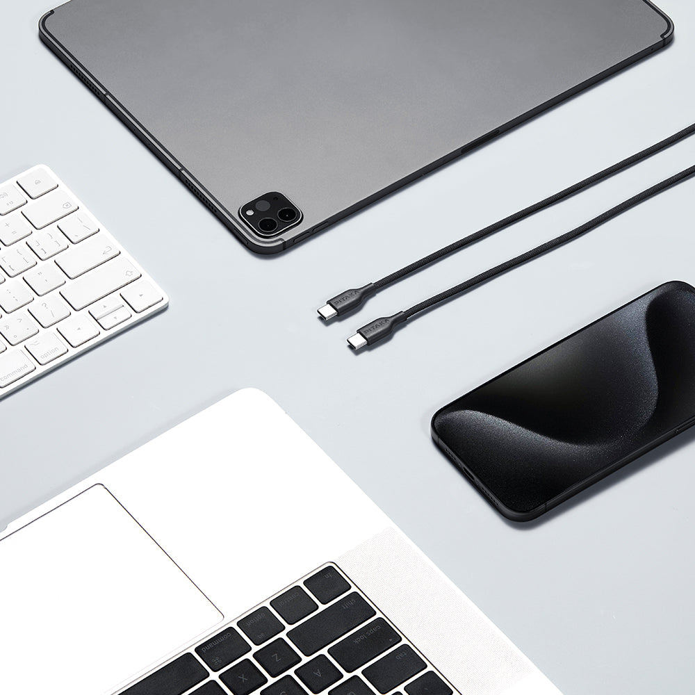 Pitaka Flex Braided Örgülü Tasarımlı Type-C to Type-C PD Data ve Şarj Kablosu 60W 1.2M Beyaz