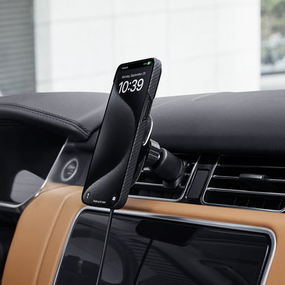 Pitaka MagEZ Pro 2 M-safe Şarj Özellikli Qi2 Aramid Fiber Araç Telefon Tutucu Siyah